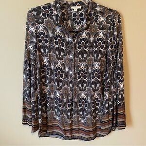 Entro bell Sleeve Notched Collar Blouse Size Small